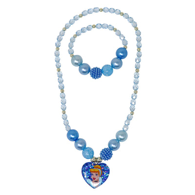 PINK POPPY - DISNEY PRINCESS CINDERELLA PENDANT STRETCH BEADED NECKLACE AND BRACELET