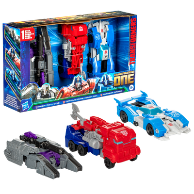 TRANSFORMERS ONE IACON RACING FIGURE 3 PACK - MEGATRON, OPTIMUS PRIME, MIRAGE