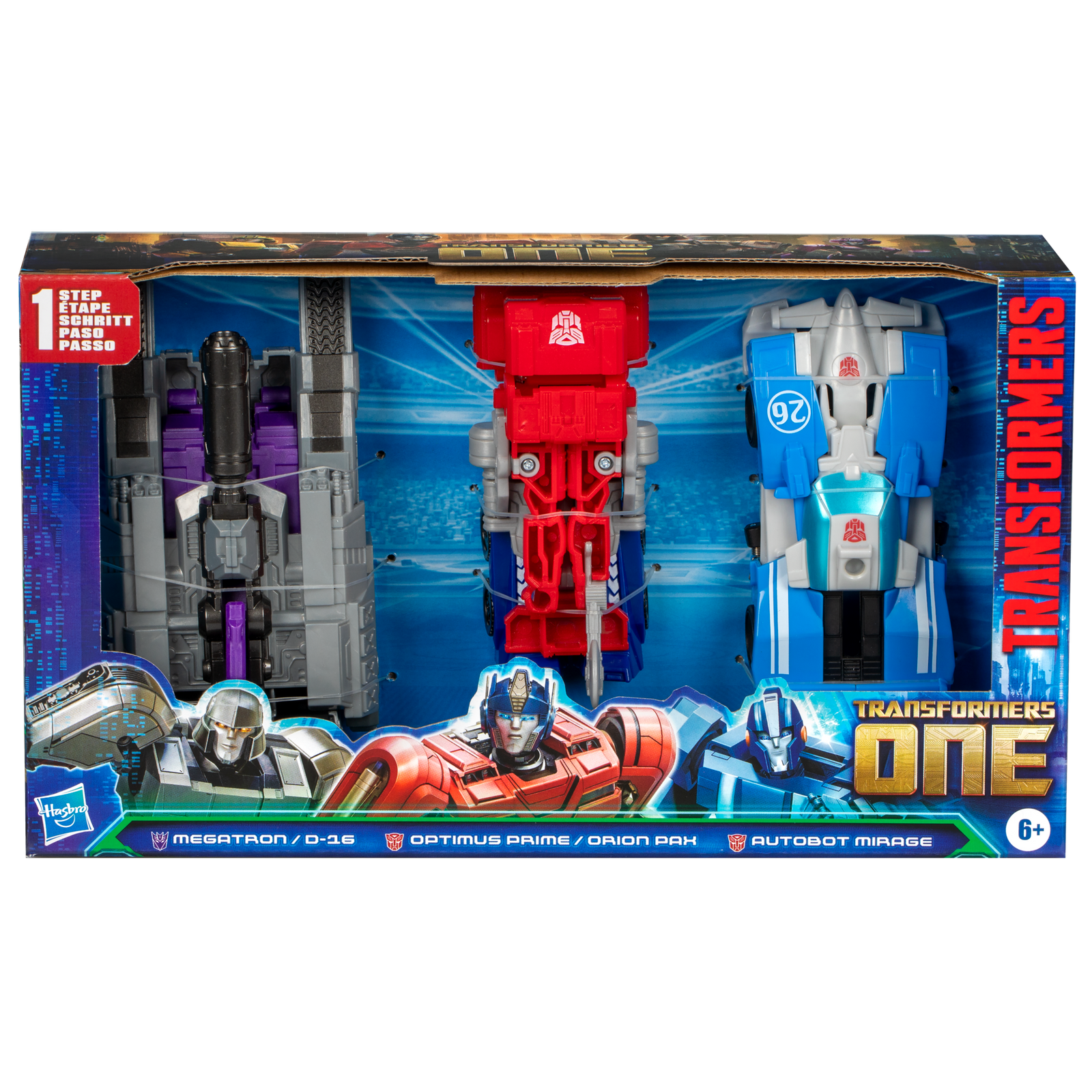 TRANSFORMERS ONE IACON RACING FIGURE 3 PACK - MEGATRON, OPTIMUS PRIME, MIRAGE - Toyworld Frankston