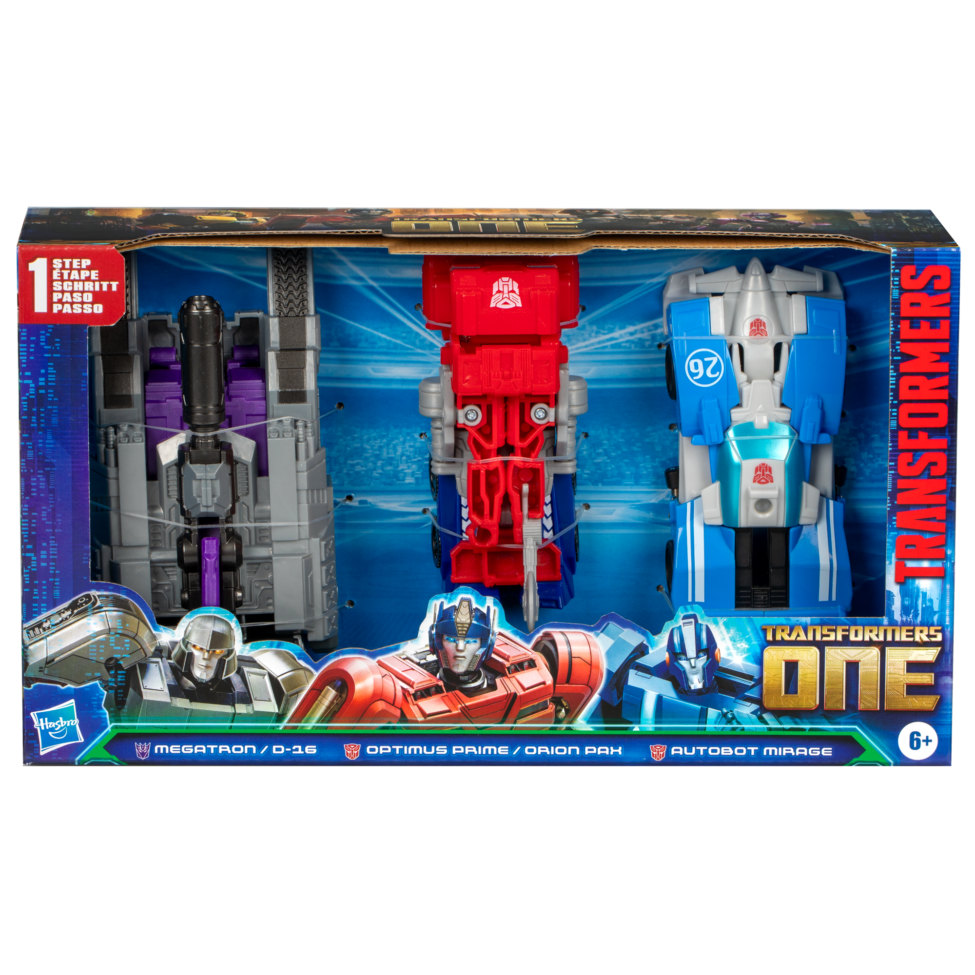 TRANSFORMERS ONE IACON RACING FIGURE 3 PACK - MEGATRON, OPTIMUS PRIME, MIRAGE