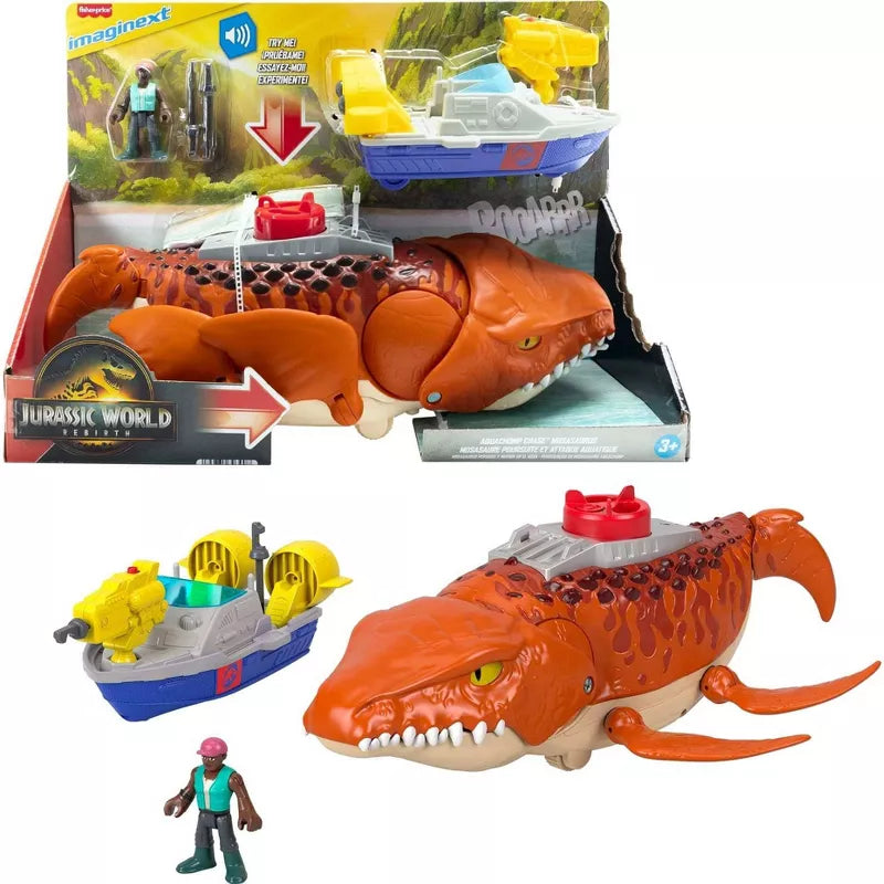 IMAGINEXT - JURASSIC WORLD REBIRTH - AQUACHOMP CHASE MOSASAURUS - Toyworld Frankston