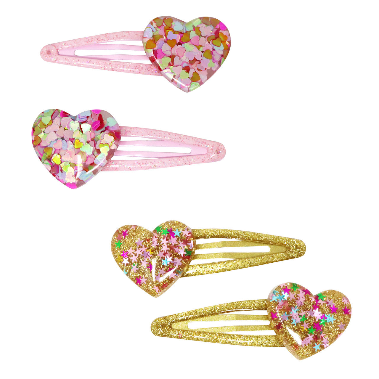 PINK POPPY GLITTER RESIN HEART SNAPCLIPS - Toyworld Frankston