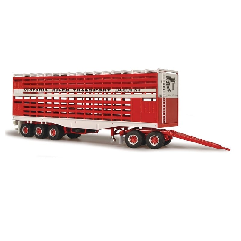 HIGHWAY REPLICAS 1:64 LIVESTOCK TRAILER WITH DOLLY - VICTORIA RIVER TRANSPORT