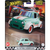 A die-cast model of a '60s Fiat 500 D Modificado Hot Wheels Boulevard series car in green, white, and red colors, featuring authentic Real Riders tires.