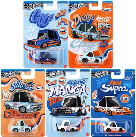 Collection of Hot Wheels model car packages with various vehicles and branding.