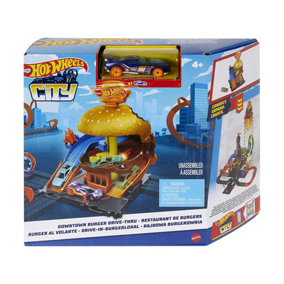HOT WHEELS DOWNTOWN BURGER DRIVE THRU PLAYSET - Toyworld Frankston