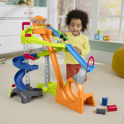 FISHER AND PRICE LITTLE PEOPLE HOT WHEELS SPIRAL STUNT SPEEDWAY