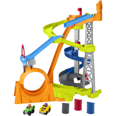 FISHER AND PRICE LITTLE PEOPLE HOT WHEELS SPIRAL STUNT SPEEDWAY