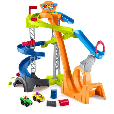 FISHER AND PRICE LITTLE PEOPLE HOT WHEELS SPIRAL STUNT SPEEDWAY