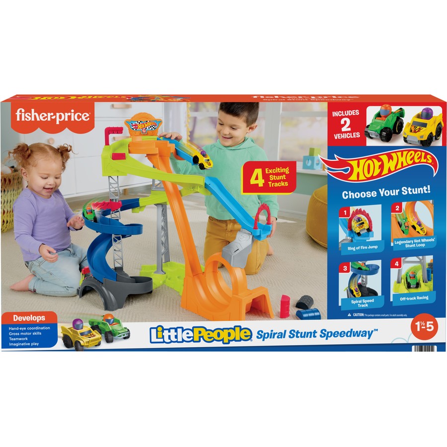 FISHER AND PRICE LITTLE PEOPLE HOT WHEELS SPIRAL STUNT SPEEDWAY