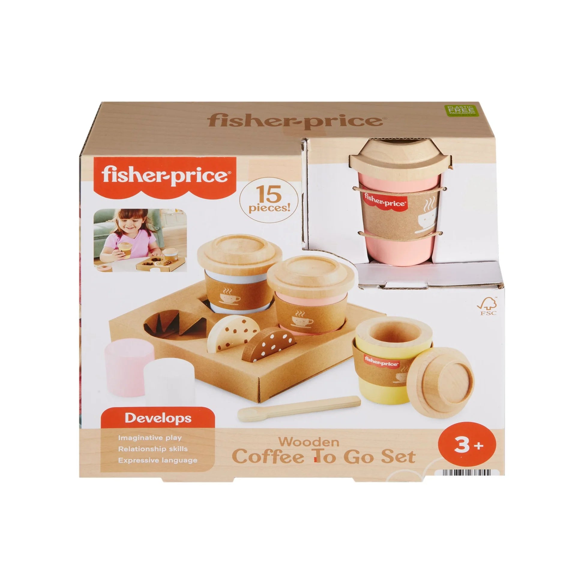 FISHER-PRICE WOODEN COFFEE TO GO SET