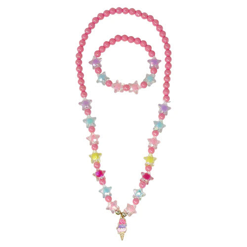 PINK POPPY ICE CREAM CHARM NECKLACE AND BRACELET SET