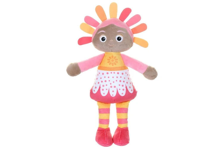 Character Upsy Daisy from In The Night Garden, featuring multicolored clothing and a flower crown.