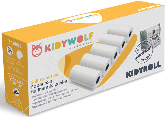 KIDYWOLF - KIDYROLL SELF ADHESIVE PAPER ROLLS FOR THERMIC PRINTER