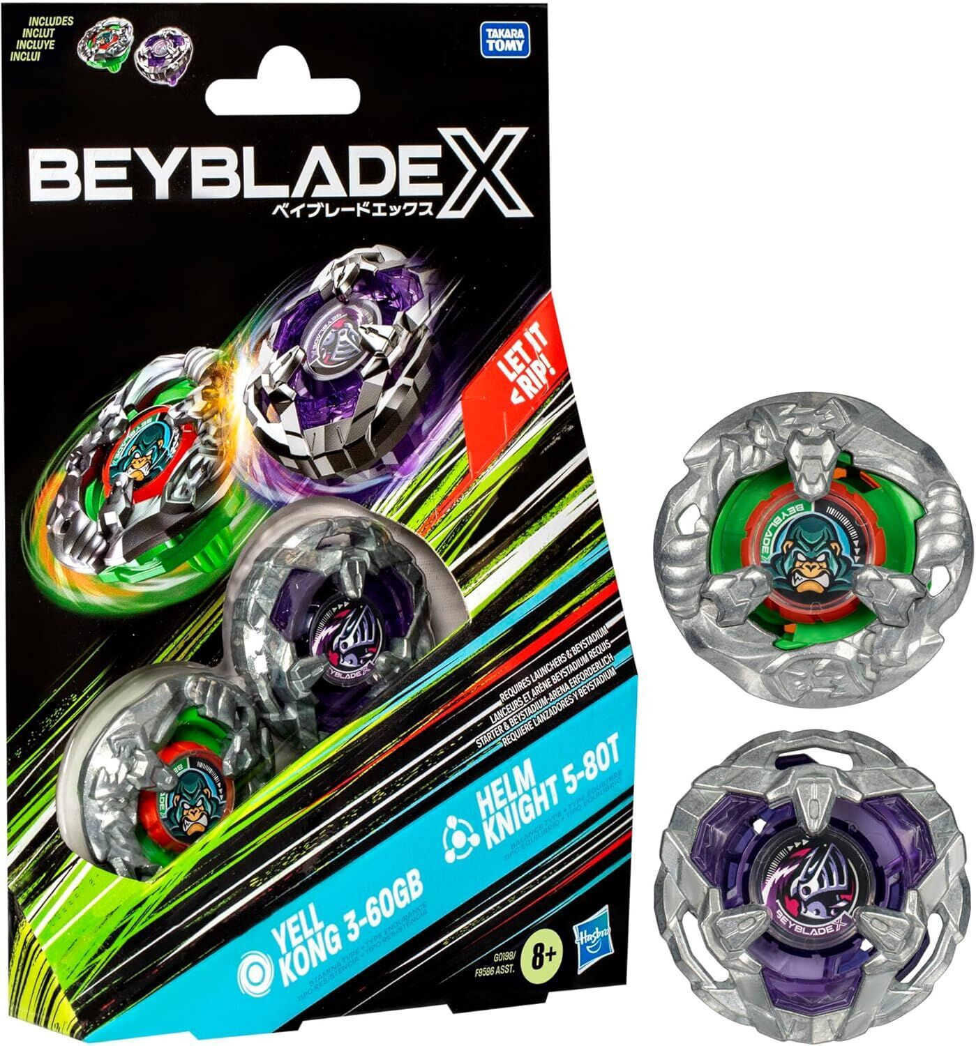 BEYBLADE X STARTER PACK TWIN PACK - YELL KONG 3-60GB - HELM KNIGHT 5-80T