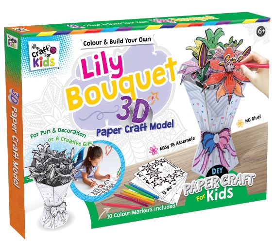 COLOUR AND BUILD YOUR OWN 3D LILY BOUQUET