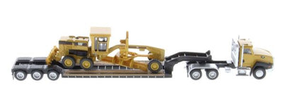 CAT 1:87 SEMI TRACTOR WITH LOWBOY TRAILER AND CAT 163H MOTOR GRADER - Toyworld Frankston