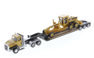 CAT 1:87 SEMI TRACTOR WITH LOWBOY TRAILER AND CAT 163H MOTOR GRADER - Toyworld Frankston