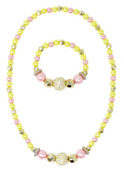 PINK POPPY - LEMON DELIGHT STRETCH BEADED NECKLACE AND BRACELET SET