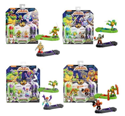 AKEDO TEENAGE MUTANT NINJA TURTLES MINI BATTLING ACTION WARRIORS - DONATELLO VS BAXTER STOCKMAN - Toyworld Frankston