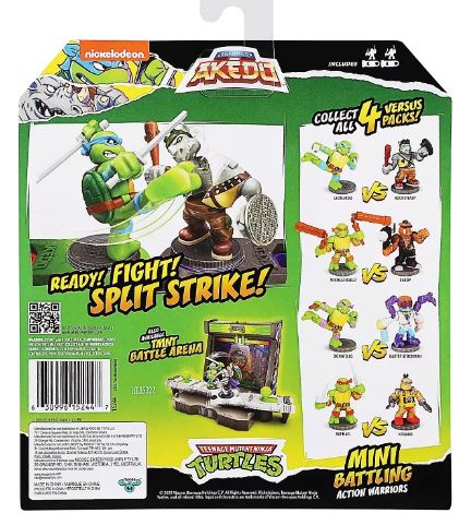 AKEDO TEENAGE MUTANT NINJA TURTLES MINI BATTLING ACTION WARRIORS - LEONARDO VS ROCKSTEADY - Toyworld Frankston