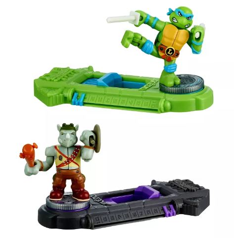 AKEDO TEENAGE MUTANT NINJA TURTLES MINI BATTLING ACTION WARRIORS - LEONARDO VS ROCKSTEADY - Toyworld Frankston