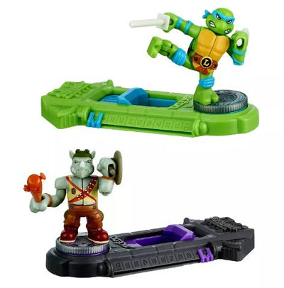 AKEDO TEENAGE MUTANT NINJA TURTLES MINI BATTLING ACTION WARRIORS - LEONARDO VS ROCKSTEADY - Toyworld Frankston