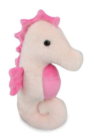 Plush seahorse toy with pink accents 