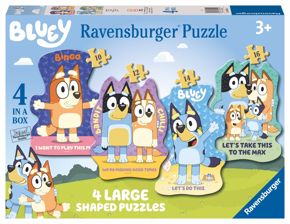 RAVENSBURGER - BLUEY LETS DO THIS 4 IN A BOX PUZZLE - Toyworld Frankston