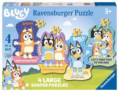 RAVENSBURGER - BLUEY LETS DO THIS 4 IN A BOX PUZZLE - Toyworld Frankston