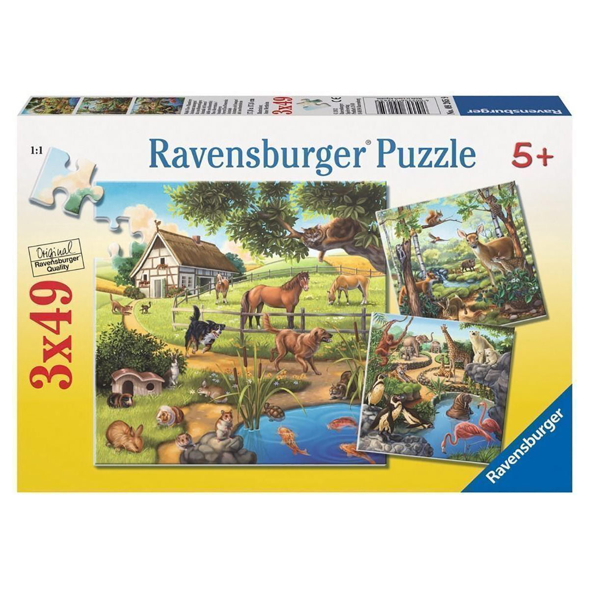 RAVENSBURGER - FOREST ZOO AND PETS 3 X 49 PIECE PUZZLE