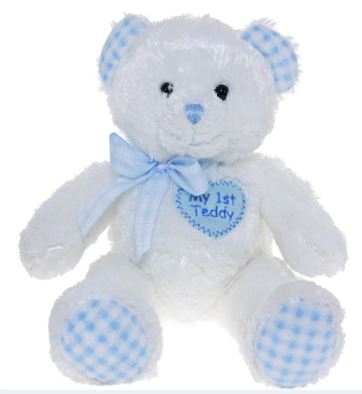 AURORA BABY MY FIRST TEDDY BEAR BLUE 14 INCH PLUSH14" MY FIRST TEDDY BEAR BOY - Toyworld Frankston