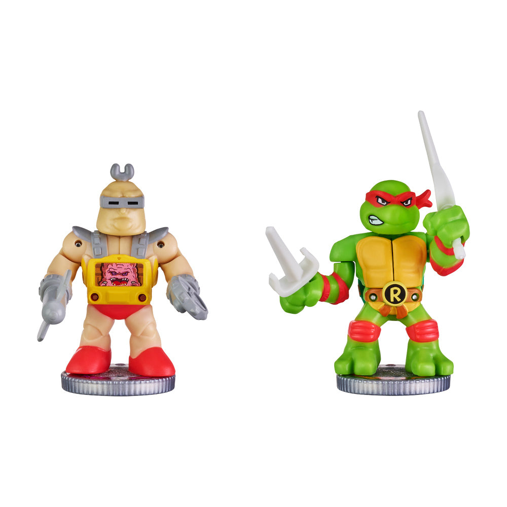AKEDO TEENAGE MUTANT NINJA TURTLES MINI BATTLING ACTION WARRIORS - RAPHAEL VS KRAANG - Toyworld Frankston