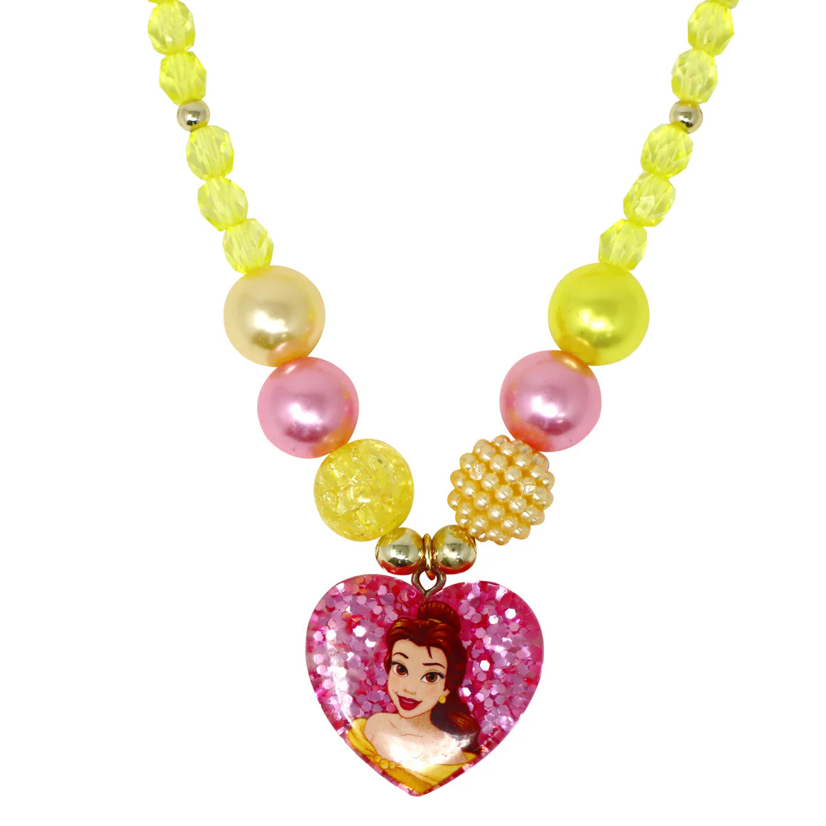 PINK POPPY - DISNEY PRINCESS BELLE PENDANT STRETCH BEADED NECKLACE AND BRACELET