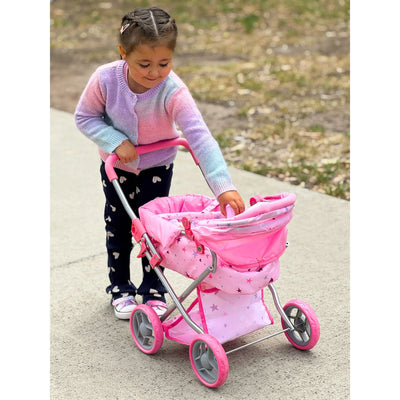 PLAYWORLD MEDIUM DOLL PRAM PINK - Toyworld Frankston