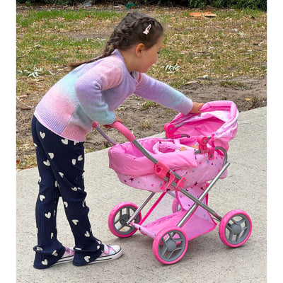 PLAYWORLD MEDIUM DOLL PRAM PINK - Toyworld Frankston