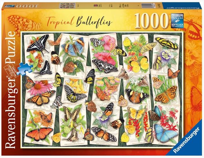 RAVENSBURGER PUZZLE 176243 TROPICAL BUTTERFLIES 1000 PIECE PUZZLE