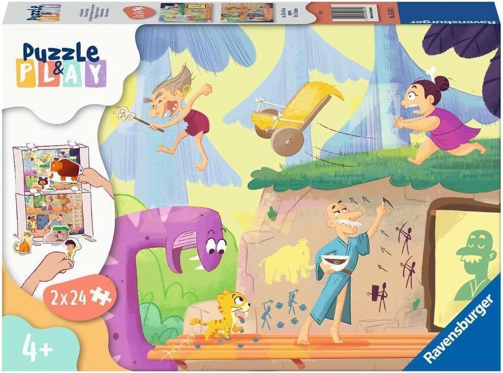 RAVENSBURGER PUZZLE - PREHISTORIC PEOPLE 2X24 PIECE - Toyworld Frankston