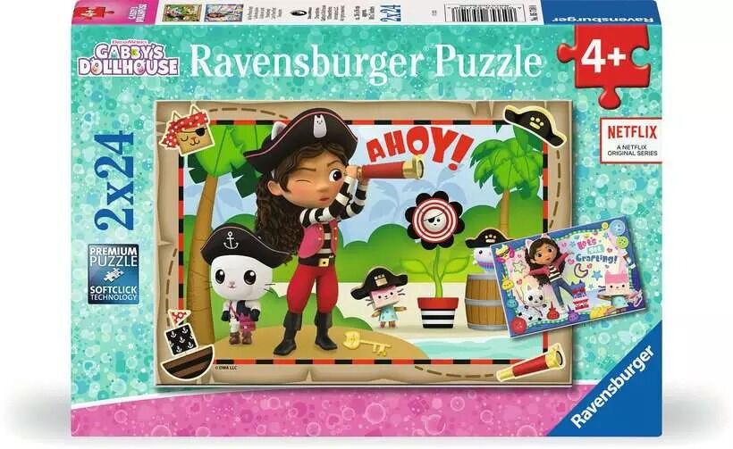 RAVENSBURGER - GABBYS DOLLHOUSE PIRATE 2X24 PIECE PUZZLE - Toyworld Frankston