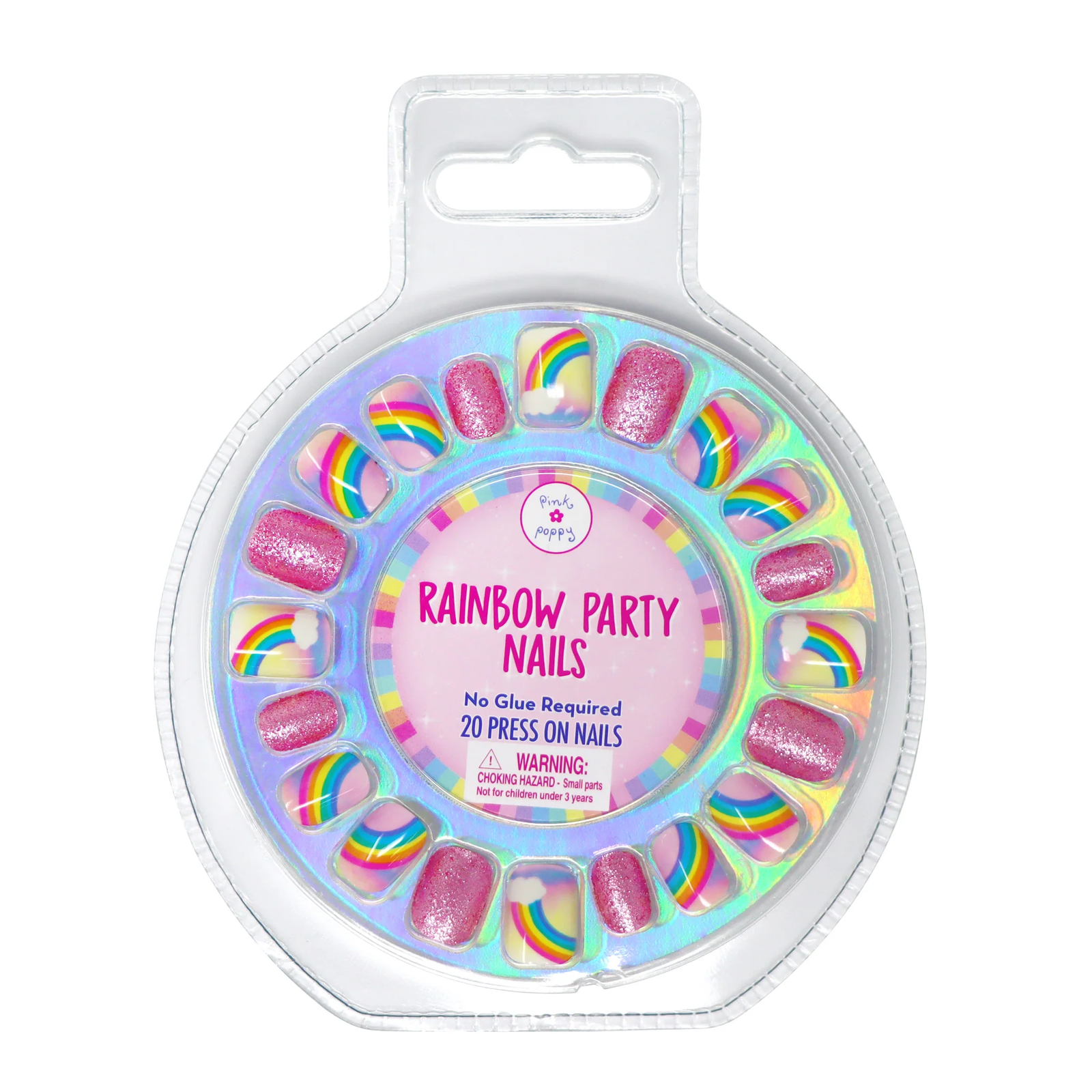 PINK POPPY - RAINBOW PARTY PRESS ON NAILS - Toyworld Frankston