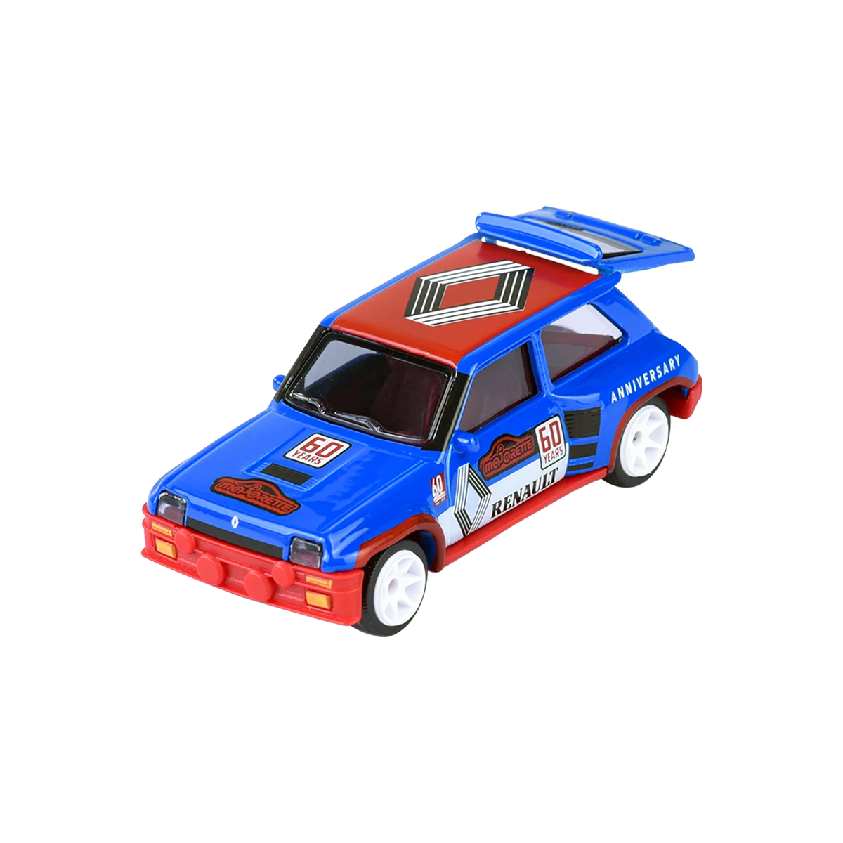 Toy car model of a Renault on a white background