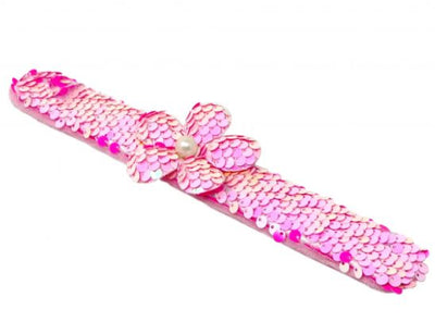 PINK POPPY -FLOWER SEQUIN SLAP BRACELET