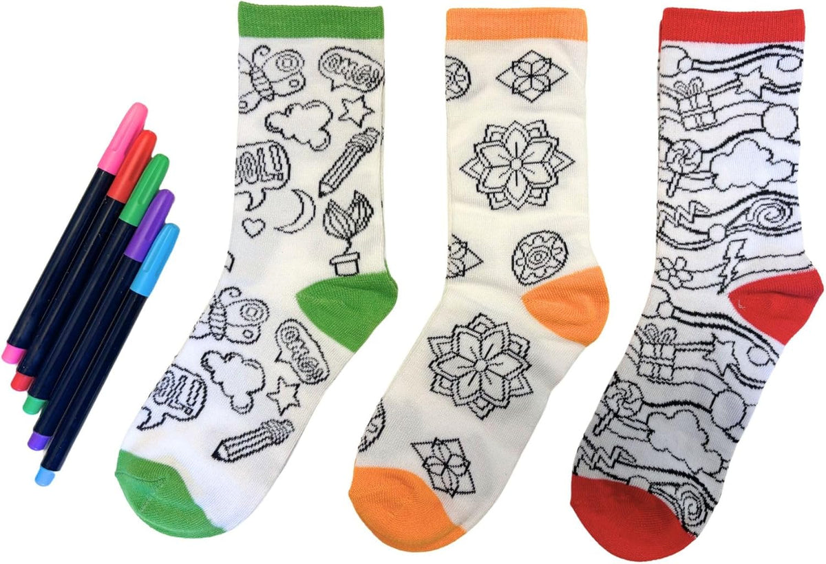 BUDDY AND BARNEY COLOUR YOUR OWN DOODLE SOCKS
