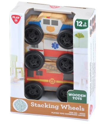 PLAYGO PINE WOOD STACKING WHEELS 3PCS - Toyworld Frankston