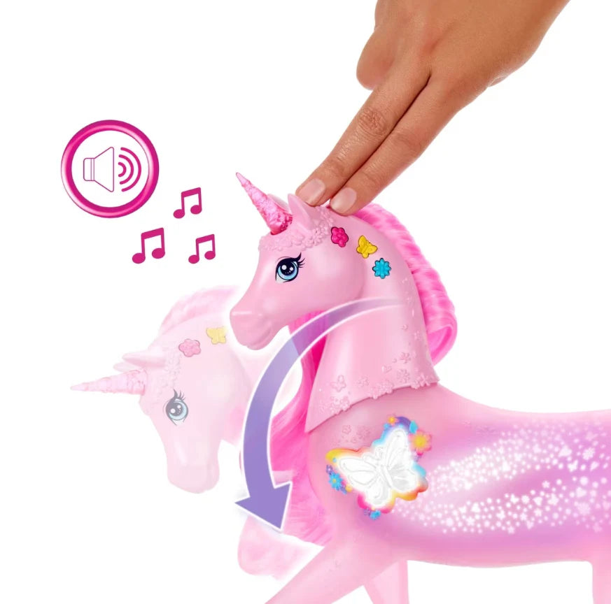 BARBIE SPARKLE LIGHTS UNICORN - Toyworld Frankston