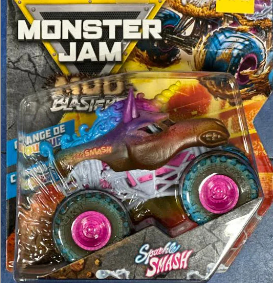 MONSTER JAM - 1:64 DIECAST MUD BLASTERS - SPARKLE SMASH - Toyworld Frankston