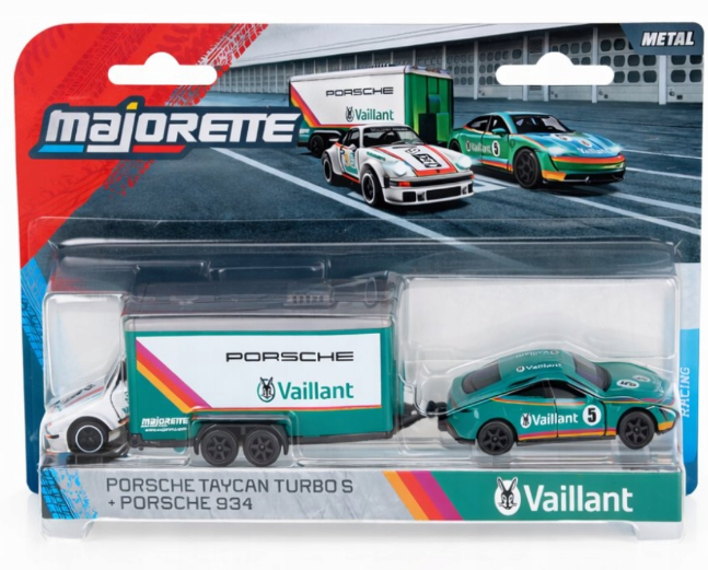 MAJORETTE DELUXE RACING TRAILER - PORSCHE TAYCAN TURBO S AND PORSCHE 934