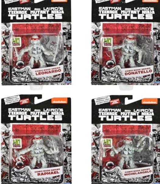 TEENAGE MUTANT NINJA TURTLES - 40TH ANNIVERSARY BLACK AND WHITE COMIC BOOK TURTLES 4 PACK