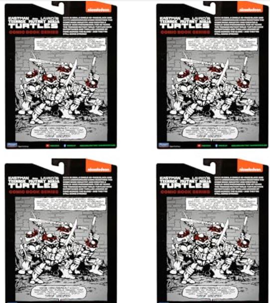 TEENAGE MUTANT NINJA TURTLES - 40TH ANNIVERSARY BLACK AND WHITE COMIC BOOK TURTLES 4 PACK