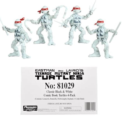 TEENAGE MUTANT NINJA TURTLES - 40TH ANNIVERSARY BLACK AND WHITE COMIC BOOK TURTLES 4 PACK